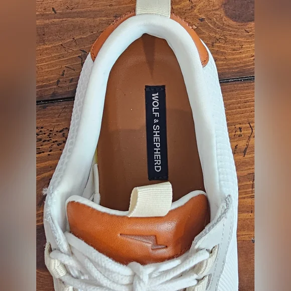 Men's Wolf & Shephard Leather/Mesh Sneakers/Shoes White - Luxury Size 8.5 NWOB - Picture 5 of 10